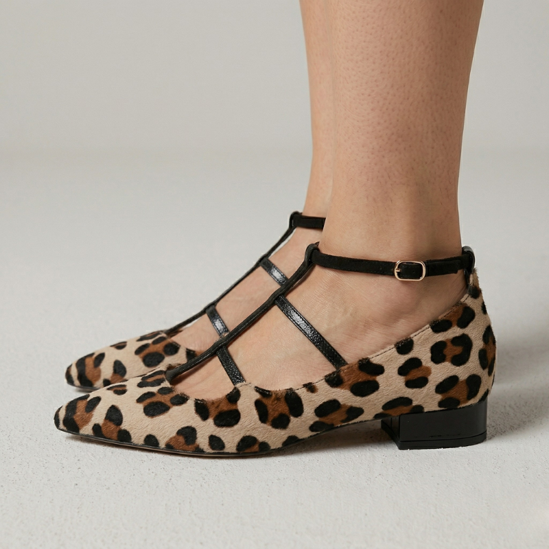 Kelly | Women's Leopard Print Low Ballet Heel