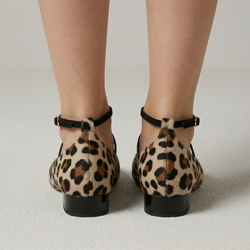 Kelly | Women's Leopard Print Low Ballet Heel