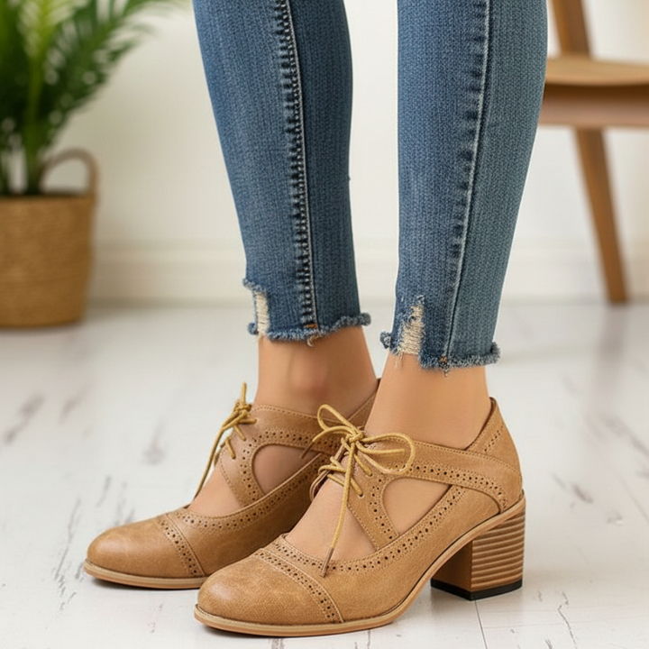 Kelly | Women’s Lace-Up T-Strap Heels with Vintage Semi-Formal Style