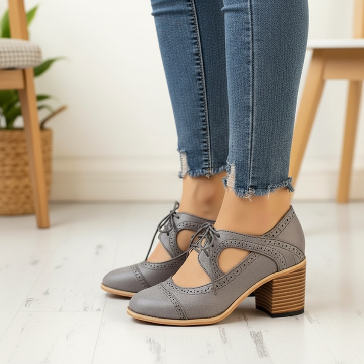 Kelly | Women’s Lace-Up T-Strap Heels with Vintage Semi-Formal Style