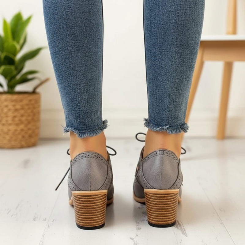Kelly | Women’s Lace-Up T-Strap Heels with Vintage Semi-Formal Style