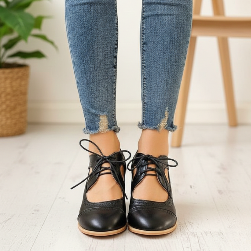 Kelly | Women’s Lace-Up T-Strap Heels with Vintage Semi-Formal Style