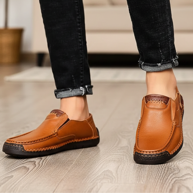 Kylen | Men’s Casual Leather Slip-On Loafers – Rubber Sole