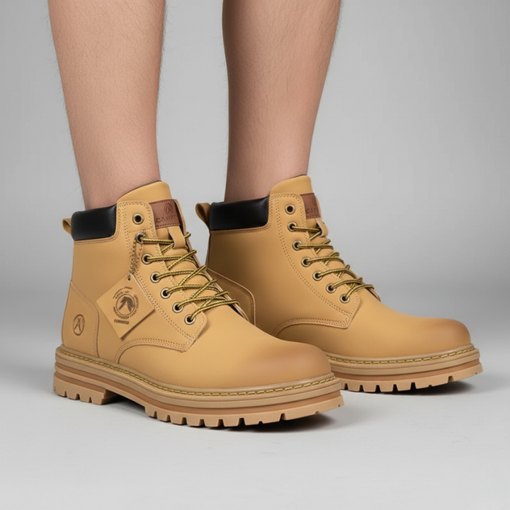 Kylen | Men’s Leather Ankle Boots, Lace-Up All-Weather Non-Slip Sole