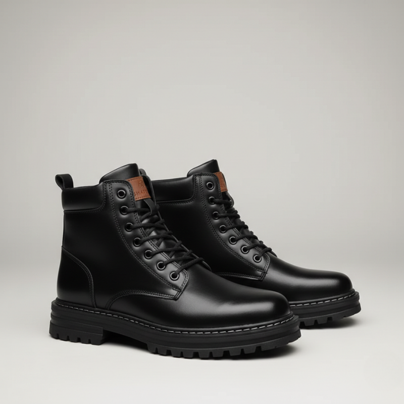 Kylen | Men’s Leather Ankle Boots, Lace-Up All-Weather Non-Slip Sole