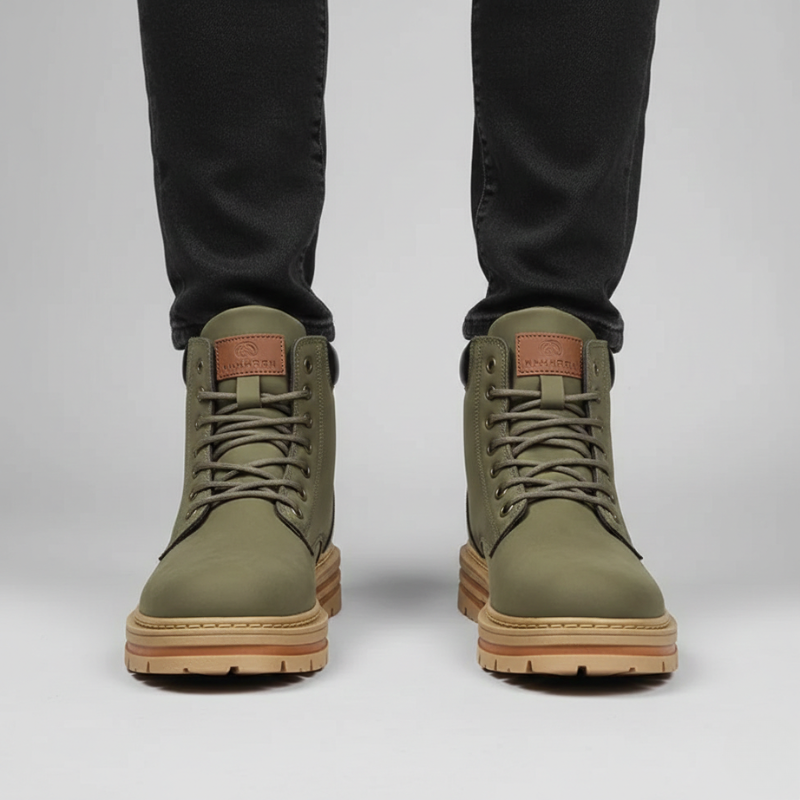 Kylen | Men’s Leather Ankle Boots, Lace-Up All-Weather Non-Slip Sole