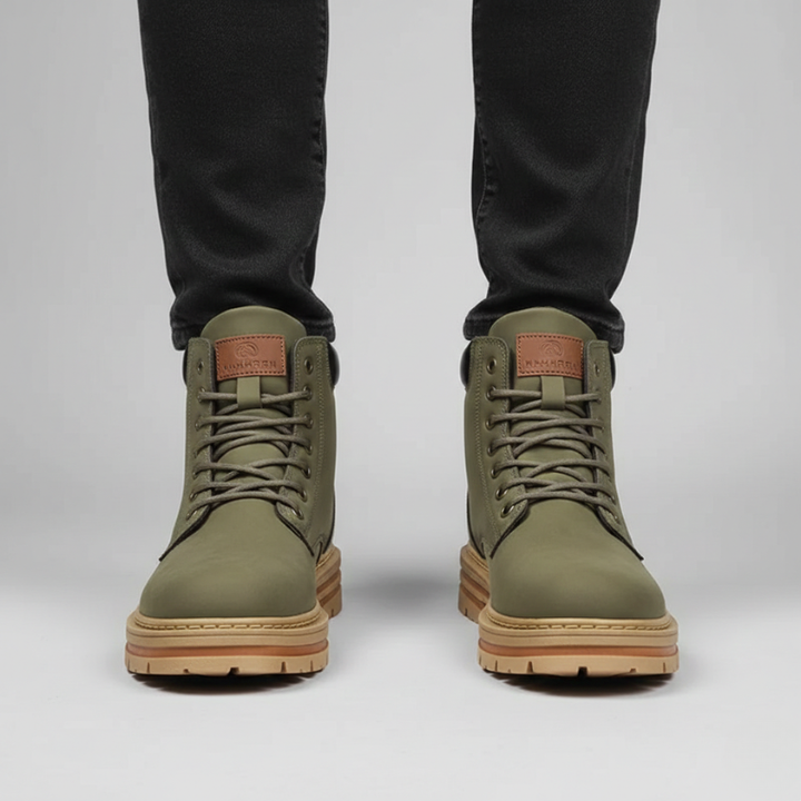 Kylen | Men’s Leather Ankle Boots, Lace-Up All-Weather Non-Slip Sole