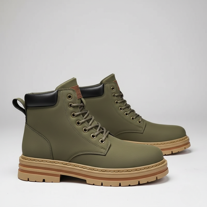 Kylen | Men’s Leather Ankle Boots, Lace-Up All-Weather Non-Slip Sole