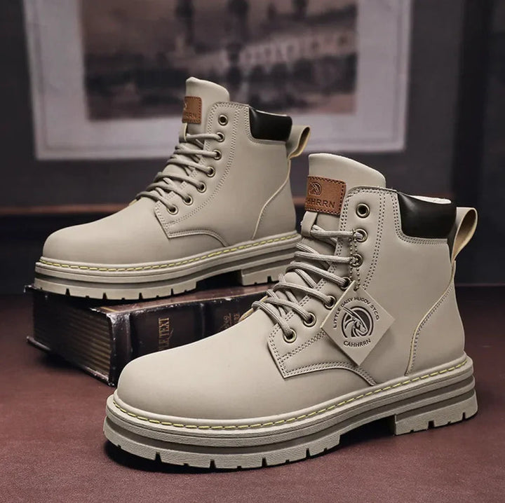 Kylen | Men’s Leather Ankle Boots, Lace-Up All-Weather Non-Slip Sole