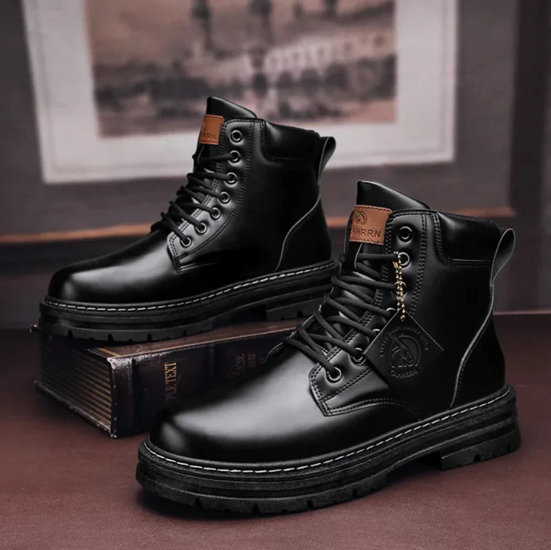Kylen | Men’s Leather Ankle Boots, Lace-Up All-Weather Non-Slip Sole