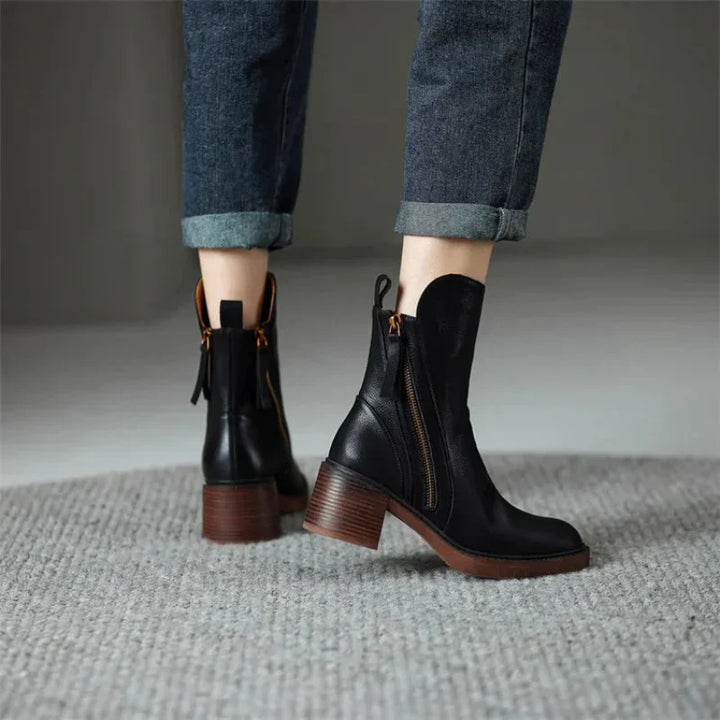 Kelly | Woman's Ankle Boots, Block Heel and Side Zipper